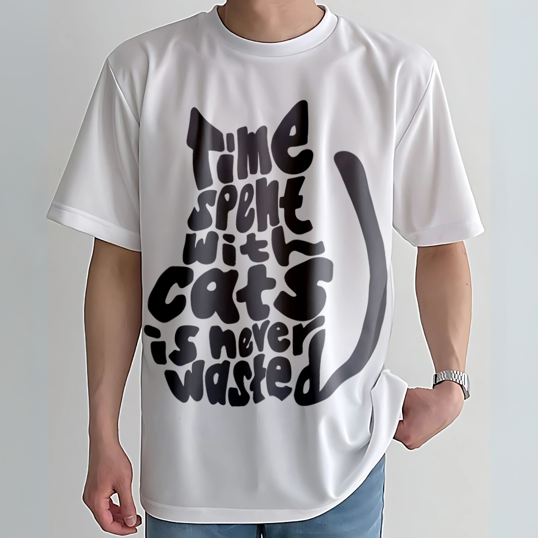 "Cat Time Is Never Wasted Tee"
