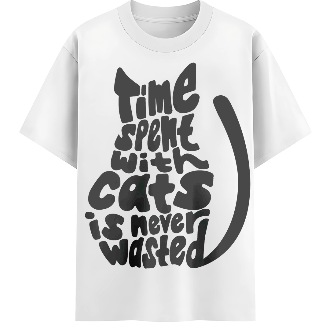 "Cat Time Is Never Wasted Tee"