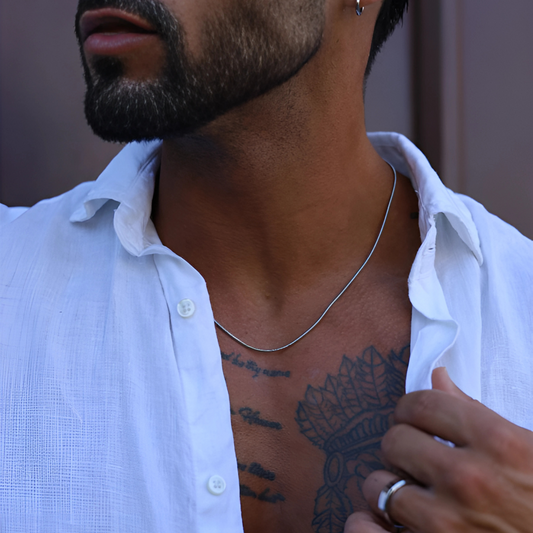 Sleek Contour – Men's Artificial Silver Chain