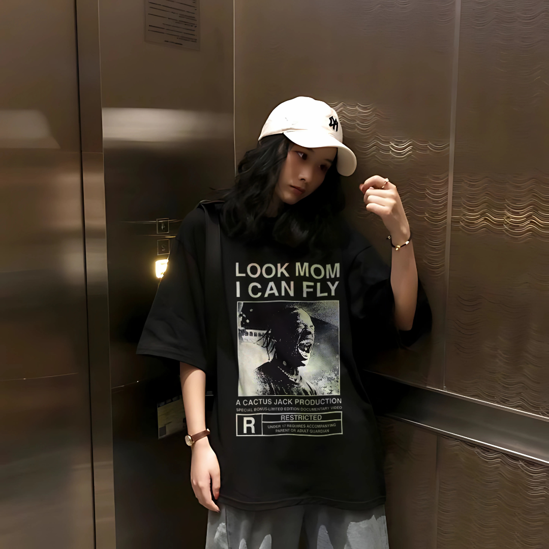 Look Mom, I Can Fly – Cactus Jack Inspired Oversized Tee