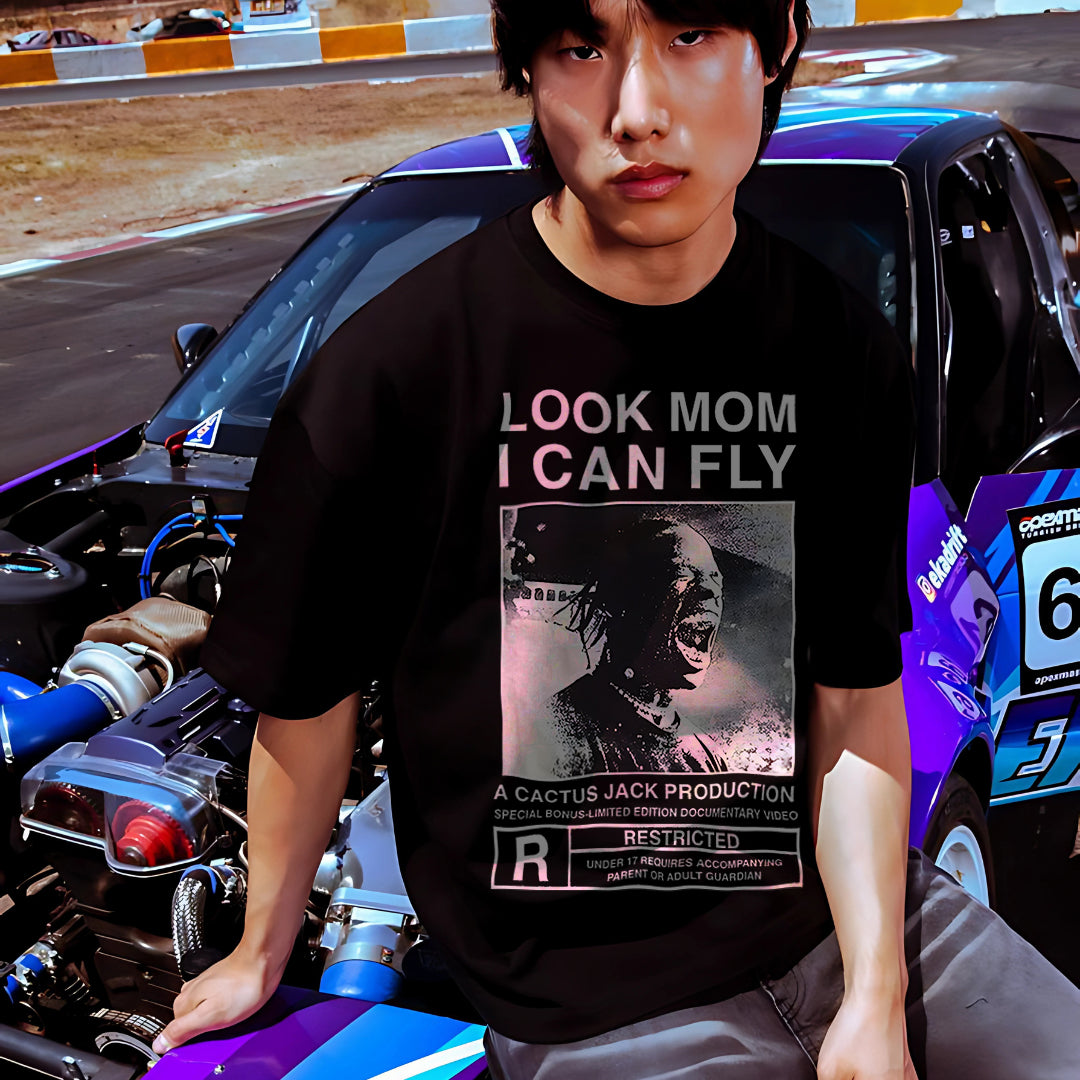 Look Mom, I Can Fly – Cactus Jack Inspired Oversized Tee