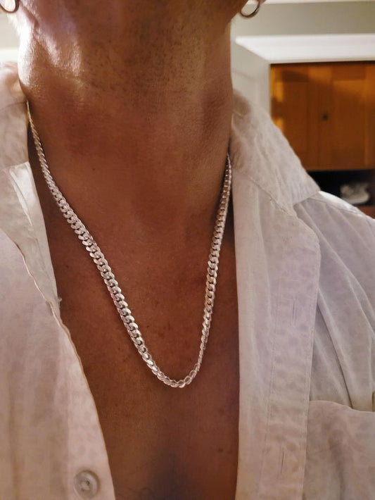 Men's Silver Cuban Link Chain Necklace