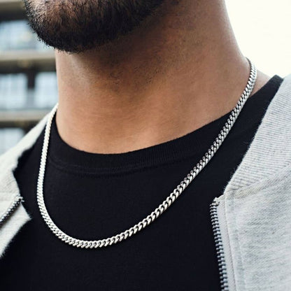 Men's Silver Cuban Link Chain Necklace