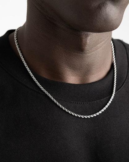Men's Silver Rope Chain Necklace