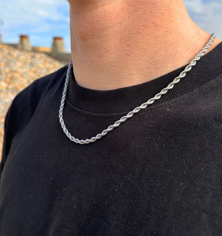 Men's Silver Rope Chain Necklace